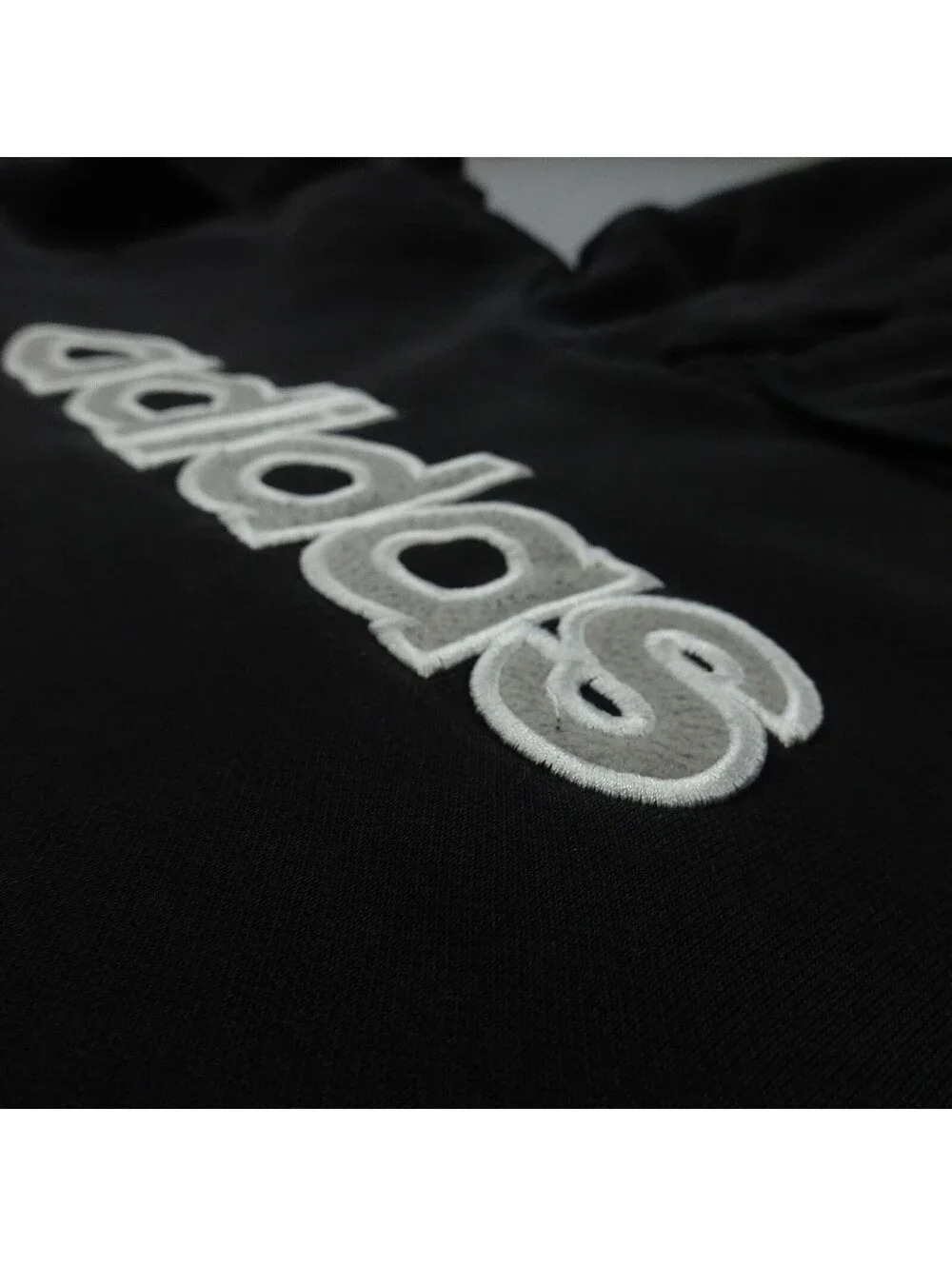 Adidas Hoodie Men's XL Black Pullover Big Logo Embroidered Spellout 2007